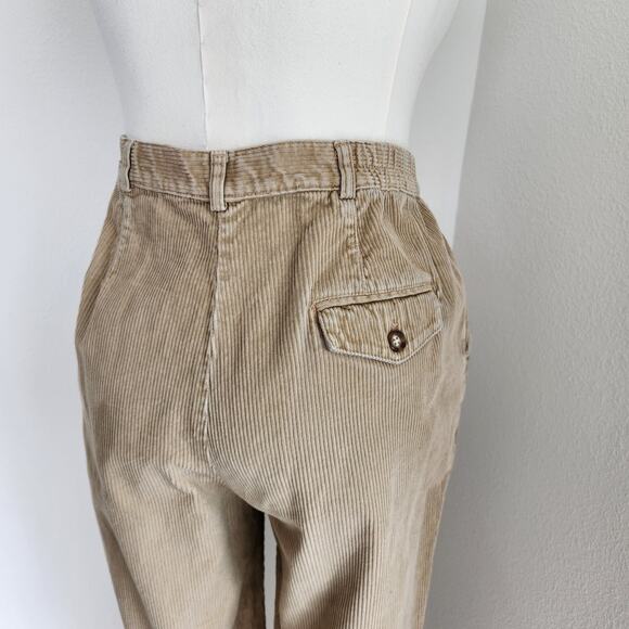 Vintage 90s Tan Corduroy High Rise Pleated Trousers Academia Mom Pant Talbots 10 - Picture 8 of 10